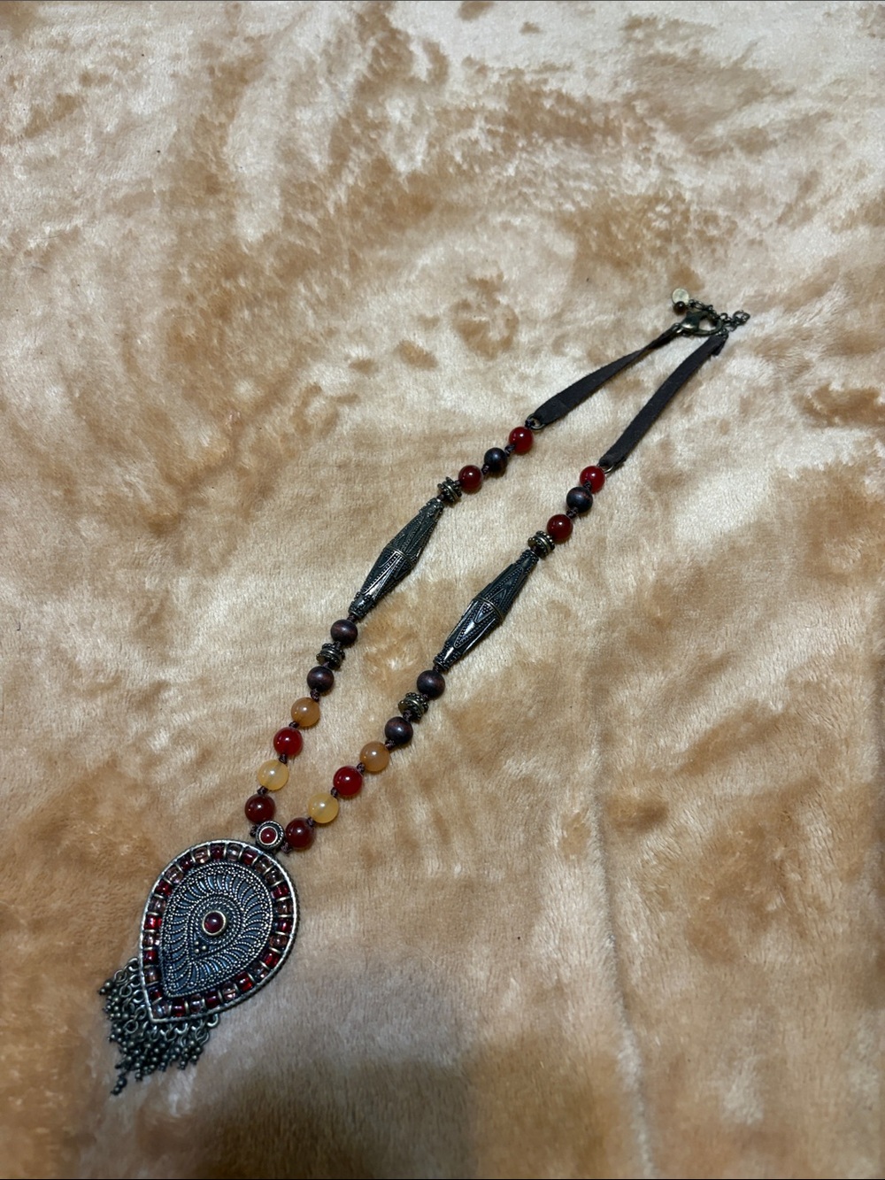 Agate & Carnelian Beaded Indian Necklace